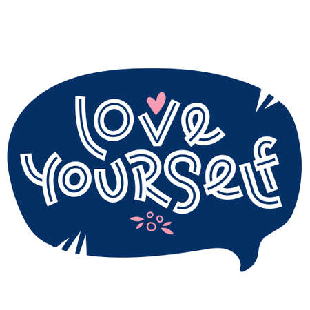 Love yourself. Positive thinking quote. Motivational card. Inspirational poster.のイラスト素材