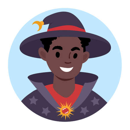 African boy in a pirate costume. Flat style Illustration