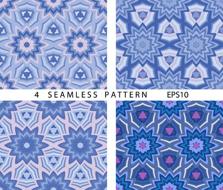 Seamless winter abstract pattern. Vector set of 4. ?lassic abstract geometric hexagonal backgrounds.のイラスト素材