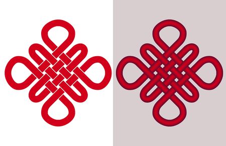Mystic red knot good luck - traditional chinese symbol, classic templates. Vector print.のイラスト素材