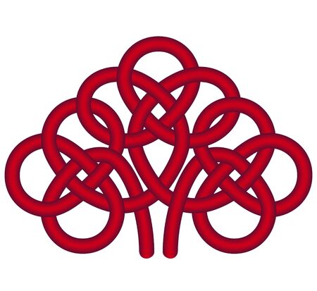 Money tree -red knot good luck. Traditional chinese symbol, classic template. Vector print.のイラスト素材