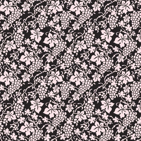 Seamless black and white pattern with vine branches and leaves. Beautiful ornament. Vector print. Use for wallpaper, pattern fills,textile design.のイラスト素材