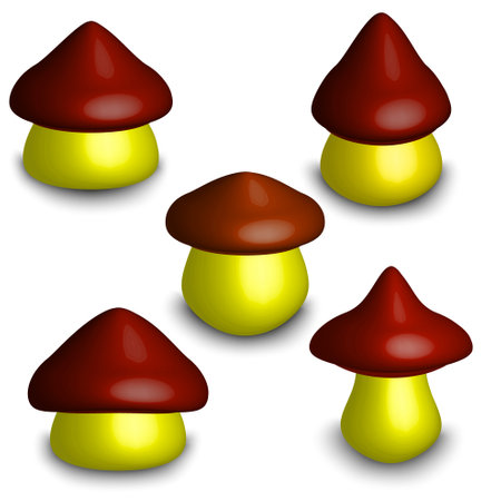 Various mushrooms. 3D shapesのイラスト素材