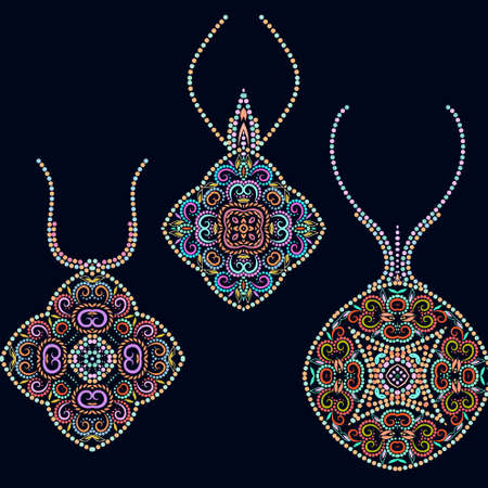 Design pendants with colorful beadsのイラスト素材