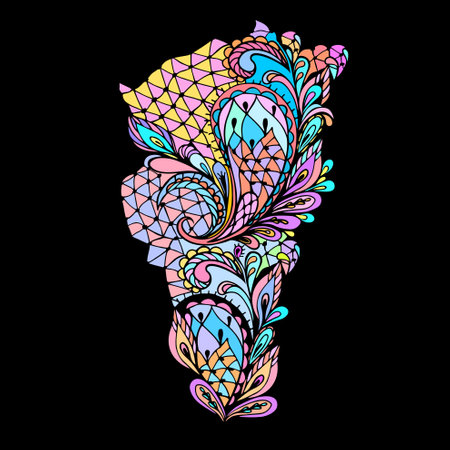Paisley - colorful floral folk art patternのイラスト素材