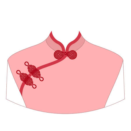 Neckline asian design. Traditional chinese dress womens - qipao. Vector clipart.のイラスト素材