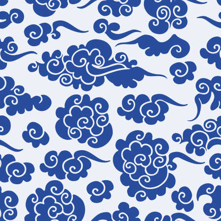 The clouds. Chinese traditional seamless pattern. Asian ethnic ornament. Vector print. Use for wallpaper, pattern fills, textile design.のイラスト素材