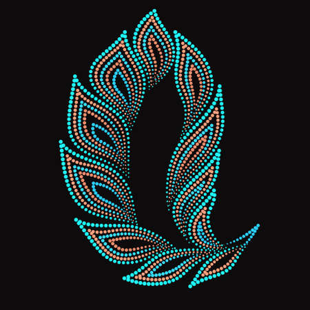 The Paisley - colorful folk art dot pattern. Traditional ethnic ornament. Object isolated on black background. Vector print.のイラスト素材