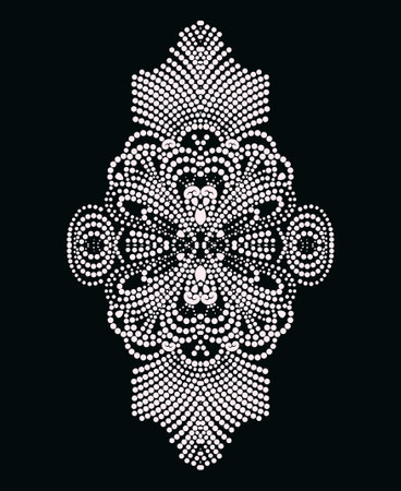 Neckline ethnic design. Dotted black and white traditional pattern. Vector print with decorative elements and beads for embroidery, for women's clothing.のイラスト素材