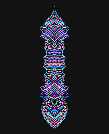 Neckline ethnic design. Dotted vertical traditional pattern. Vector print with decorative elements and beads for embroidery, for womens clothing.のイラスト素材