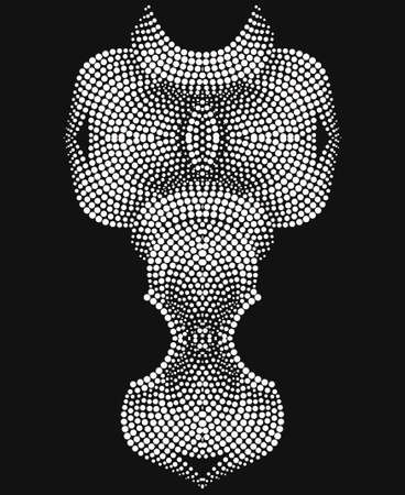 Neckline ethnic design. Dotted black and white traditional pattern. Vector print with decorative elements and beads for embroidery, for womens clothing.のイラスト素材