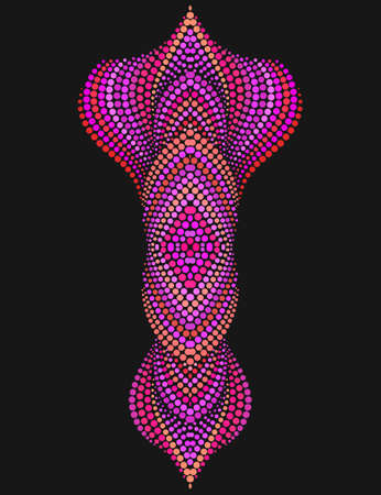 Neckline ethnic design. Dotted purple traditional pattern. Vector print with decorative elements and beads for embroidery, for womens clothing.のイラスト素材