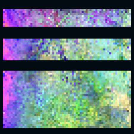 Pixel art design - colorful mosaic background. Set of template. vector clipartのイラスト素材