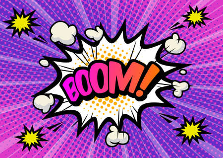 Boom pop art background, an explosion in comics book style.のイラスト素材