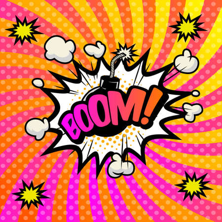 Boom pop art background, an explosion in comics book style.のイラスト素材