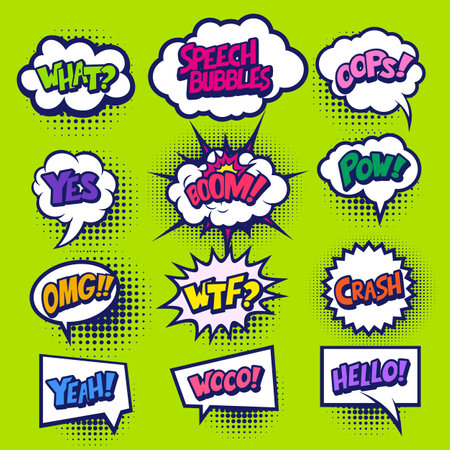 Pop art comics book magazine, speech bubble, balloon, box messageのイラスト素材