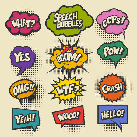 Pop art comics book magazine, speech bubble, balloon, vintage style box messageのイラスト素材