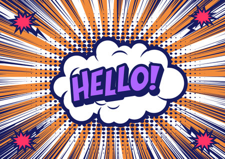 Comic book page template with speech bubble and halftone effects. Vector illustrationのイラスト素材