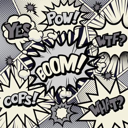 Comic book explosion with speech bubble. Vector illustration in pop art style.
Black and white pop art comics book magazine, speech bubble, balloon, box messageのイラスト素材