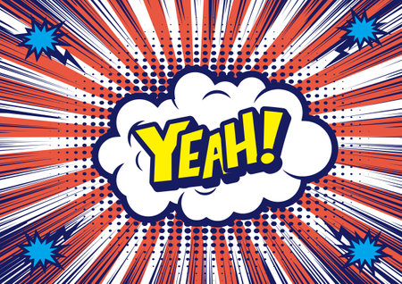 Pop art style, Comic book concept speech bubble Wow. Illustration halftone dot versus comic. Comics book template background. Pop art colorful backdrop.のイラスト素材