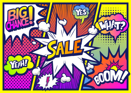 Big sale comic speech bubble pop art style vector illustration. Comic book style imitation.のイラスト素材