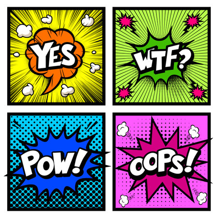 Set of comic book speech bubbles in pop art style. Vector illustrationのイラスト素材