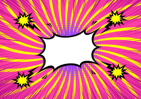 Comic book explosion background. Pop art retro style. Vector illustration.For sale banner, empty speech bubble set, vector illustration halftone book designのイラスト素材