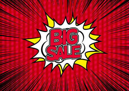 Comic book explosion with text Big Sale. Pop art retro vector illustration.For sale banner, empty speech bubble set, vector illustration halftone book designのイラスト素材