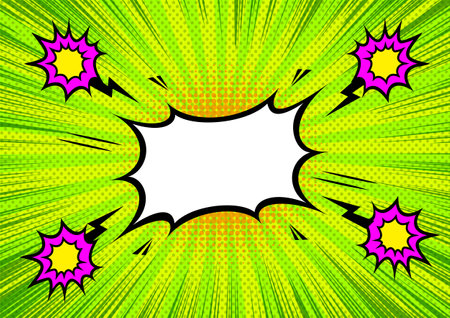 Comic book page background with halftone effects. Vector illustration.For sale banner, empty speech bubble set, vector illustration halftone book designのイラスト素材