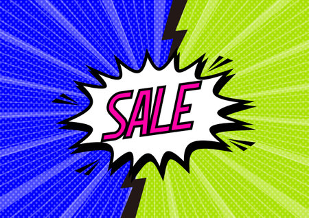 Comic speech bubble with SALE text. Pop art retro vector illustration. Vector illustration.For sale banner, empty speech bubble set, vector illustration halftone book designのイラスト素材