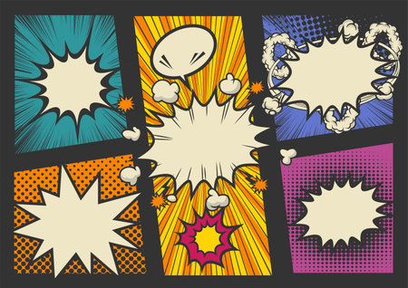 Superhero - Comic book style word on abstract background, vector illustration.
Retro pop art comics book magazine, speech bubble, balloon, box message , Super Hero.のイラスト素材