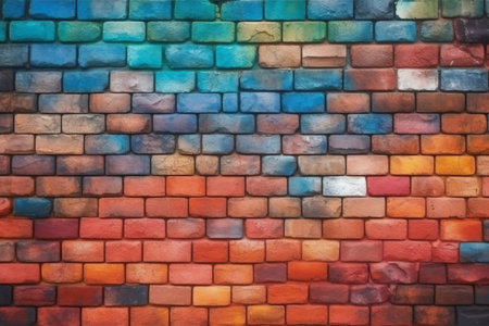 Colorful brick wall background. Colorful brick wall texture for background.の素材