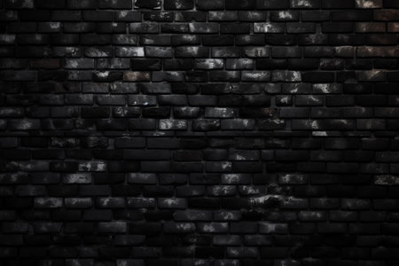 Black brick wall texture background. Abstract black and white brick wall texture background.の素材