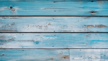 Old blue wooden planks background. Close up of painted wood textureの素材