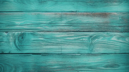 Turquoise painted wooden planks background. Wood texture with natural patternsの素材