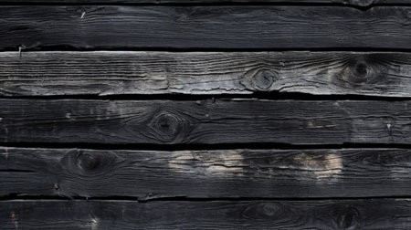 Wooden background with black and yellow paint. Old wooden planksの素材