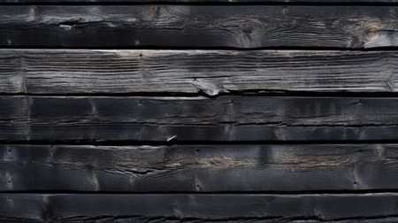 Black wooden background. Texture of old wooden planks. Wooden wallの素材