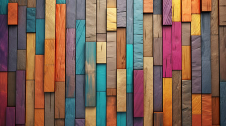 Colorful wood wall texture background. Abstract background of colorful wooden wall.の素材