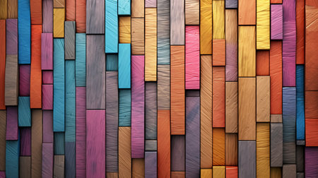 Colorful wooden wall background and texture for interior and exterior design.の素材