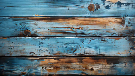 Old painted wood wall - texture or background. Blue and brown colorの素材