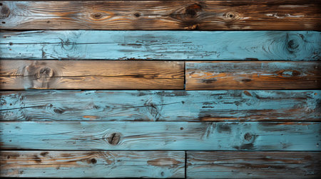 Old painted wood wall - texture or background. Blue and black colorの素材