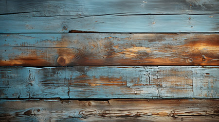 Old blue painted wood wall background or texture. Wooden planks.の素材