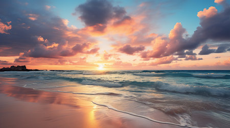 Beautiful seascape. Sunrise over the sea. Nature composition.の素材