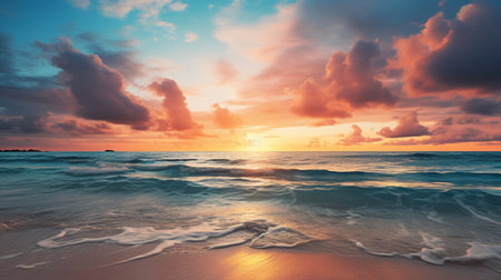 Beautiful sunset on the beach. Seascape. Nature composition.の素材