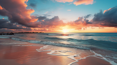 Beautiful sunset on the beach. Seascape. Nature composition.の素材