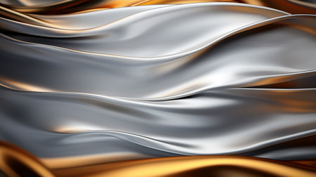 3d render of abstract metallic background with some smooth folds in itの素材