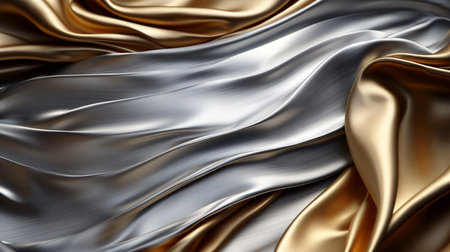 Luxury golden satin background. 3d rendering, 3d illustration.の素材