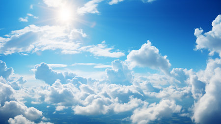 Blue sky background with tiny clouds. Panoramic image of blue sky with tiny clouds.の素材