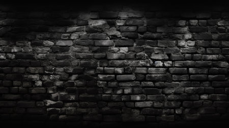 Dark brick wall texture background. Black and white brick wall texture.の素材