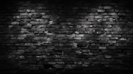 Dark grunge brick wall texture background. Black and white tone.の素材